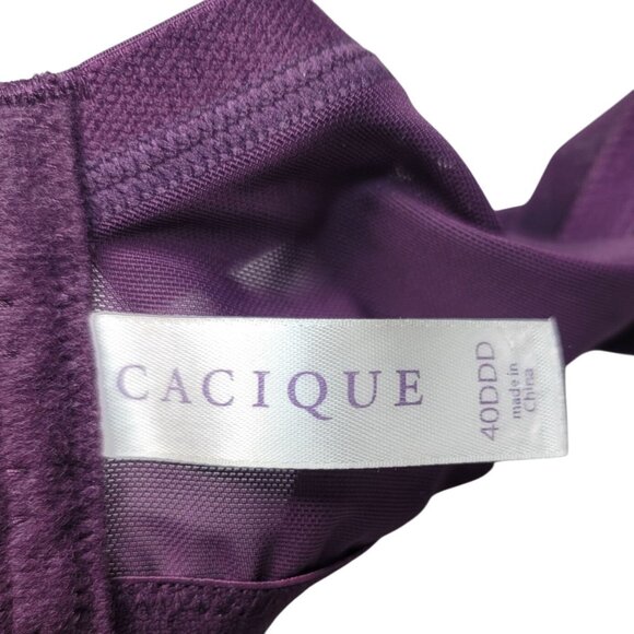 Cacique Floral Underwire Bra Purple 40DDD Adj Mesh Cooling French Full Coverage - Picture 9 of 10